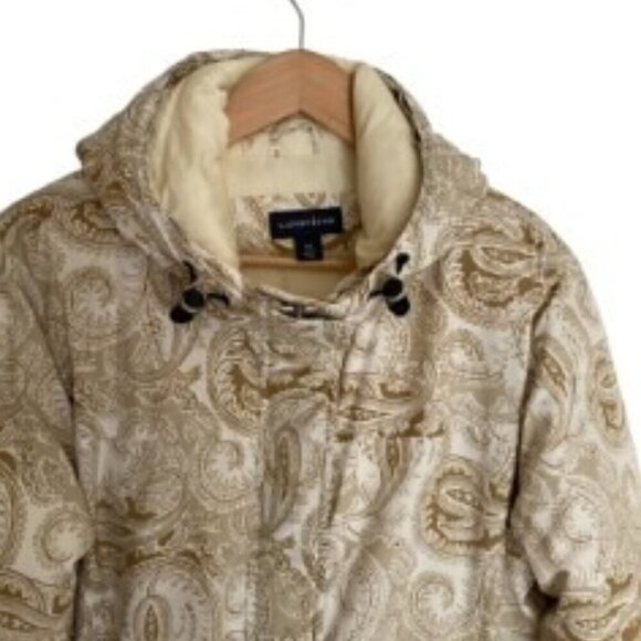 Lands' End Paisley Down Hooded Jacket M/P - Picture 2 of 8